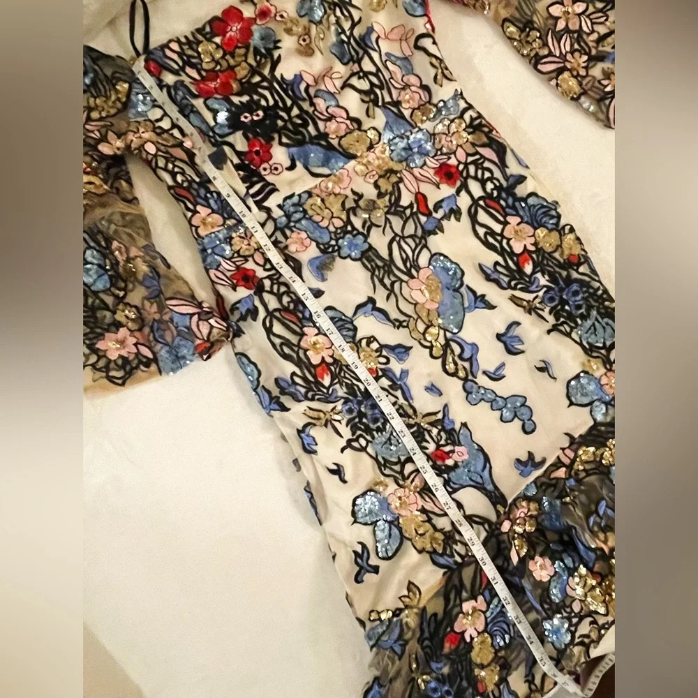 🌹🆕 Alexia Admor Embroidered fit and flare Sequin Formal Wedding Dress Size 10 - Picture 15 of 16